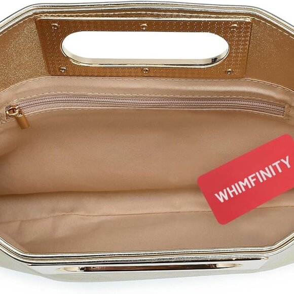 Elegant Light Gold Evening Clutch Purse with Chain - Perfect for Prom & Events - Picture 5 of 6